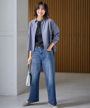 ANY L 【洗濯機可/ウエストゴム/ストレッチ】ワイドデニムパンツ インディゴ