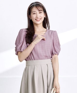 Tiaclasse L 【洗える】リボン付きフレアスカート グレージュ