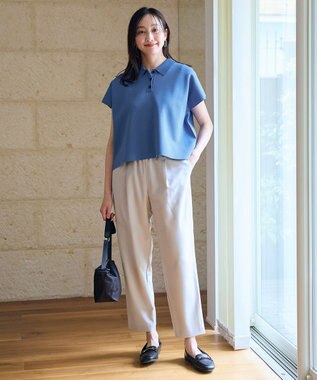 ANY ミラノリブニットポロ ブルー