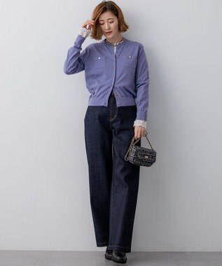 23区 L 【先行予約】プレミアムビオコットン ポケット カーディガン ブルー系