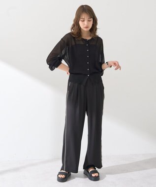 earth music&ecology 【予約】接触冷感シアークルーニットカーディガン ブラック