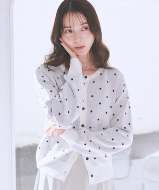 earth music&ecology ドットジャガードカーディガン