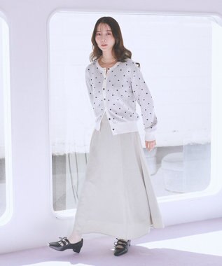 earth music&ecology ドットジャガードカーディガン Ivory