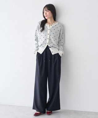 earth music&ecology ドットジャガードカーディガン Ivory