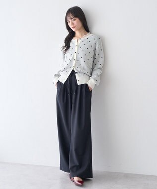 earth music&ecology ドットジャガードカーディガン Ivory