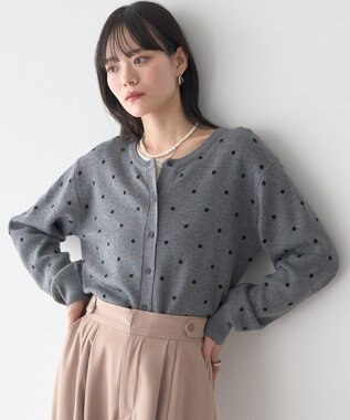 earth music&ecology ドットジャガードカーディガン Gray