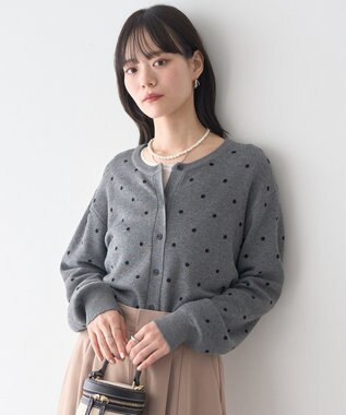 earth music&ecology ドットジャガードカーディガン Gray
