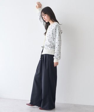 earth music&ecology ドットジャガードカーディガン Ivory