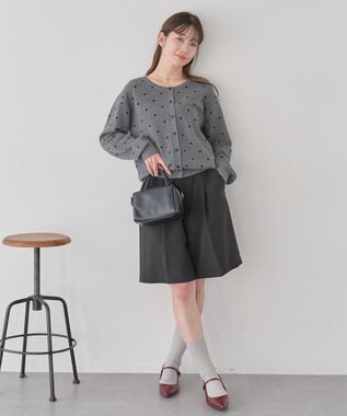 earth music&ecology ドットジャガードカーディガン Gray