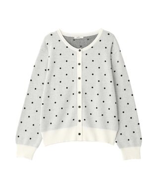 earth music&ecology ドットジャガードカーディガン Ivory