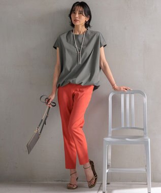 23区 L 【洗える】ALBINIコーコラン バルーン Tシャツ カーキ系