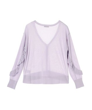 earth music&ecology 袖フリルシアーカーディガン Purple