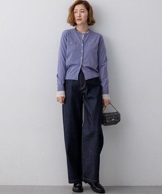 23区 L 【先行予約】プレミアムビオコットン ポケット カーディガン ブルー系