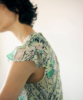 GRACE CONTINENTAL シフォンプリントティアードワンピース イエロー