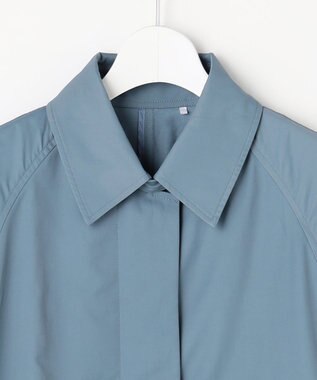 自由区 【春の必需品・オンオフ使える】コットンナイロンバルカラー コート ブルー