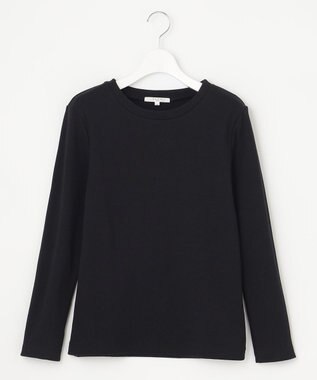 23区 L 【SLOW/洗える】ミドルフライスジャージー ロングTシャツ ブラック系