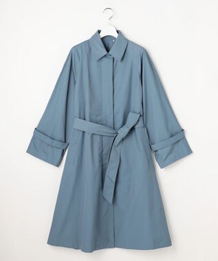 自由区 【春の必需品・オンオフ使える】コットンナイロンバルカラー コート ブルー