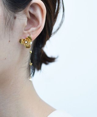 monshiro 【2WAY/スワロフスキー】シュウカイドウニハチライン ピアス ゴールド