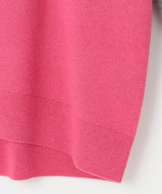 自由区 S 【洗える】セミウーステッドウールボートネック ニット ライトグレー×ピンク