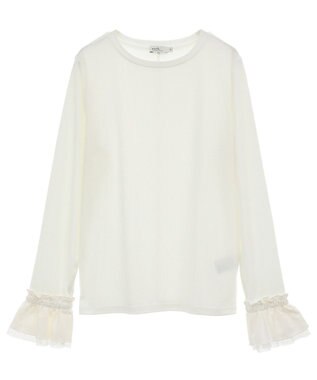 earth music&ecology フリルスリーブリブプルオーバー Ivory