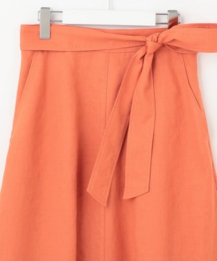 自由区 【接触冷感/セットアップ着用可】トリアセテートツイル フレアスカート オレンジ系