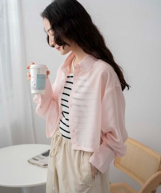 WEGO 【シワになりにくい】シアーショートシャツ ピンク