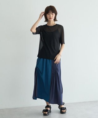 YECCA VECCA ドロストデザインロングスカート Blue