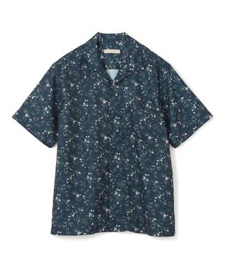 UNFILO MENS ボタニカルプリント オープンカラーシャツ【ギフトにもおすすめ】 ネイビープリント