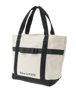 Maison de FLEUR マルチポケット帆布トートSバッグ Ivory