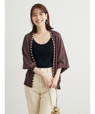 Green Parks ・ＥＬＥＮＣＡＲＥ　ＤＵＥパールツキシアーカーディガン Brown