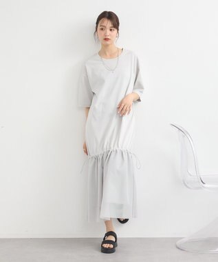 earth music&ecology メッシュドッキングワンピース Light Gray
