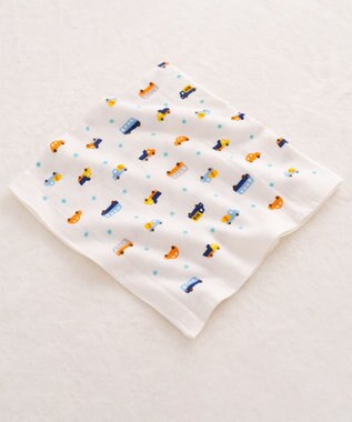 MIKI HOUSE HOT BISCUITS ガーゼバスタオル＆ラトルギフトセット【BOX付き】 白×ブルー