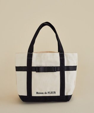 Maison de FLEUR マルチポケット帆布トートSバッグ Ivory
