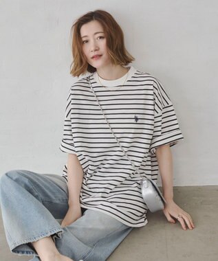 WEGO 【ユニセックス着用ITEM】別注USPOLO　ヘビーウエイトBIGT（S） ホワイトボーダー
