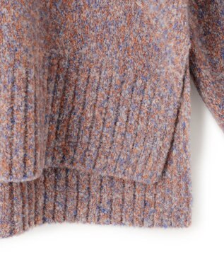 23区 【洗える】ミックスブークレ サイドスリットタートルニット オレンジマルチ