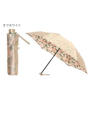 MOONBAT ミラショーン (mila schon) 折りたたみ傘 内側花プリント オフホワイト