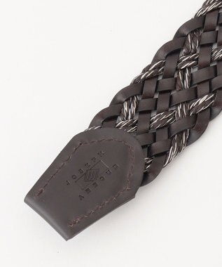 JOSEPH ABBOUD 【イタリア素材/日本製】レザーミックスブレイズ ベルト ダークブラウン系7