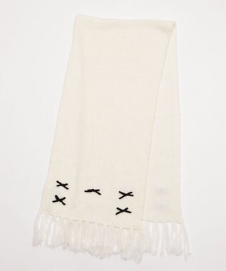 WEGO ベロアリボンニットストール ホワイト