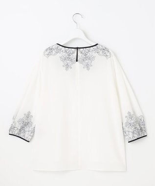 自由区 S 【洗える】コードエンブロイダリーボートネック ブラウス オフ