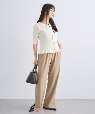 Green Parks フリルニットカーディガン Off White