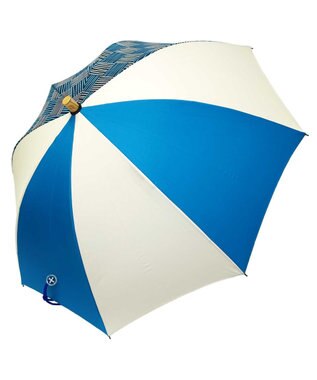 +RING 【UVカット95%以上】【UPF50＋】プラスリング レディース向け 晴雨兼用（長ショート） BLU/WHT T1295 白～オフホワイト