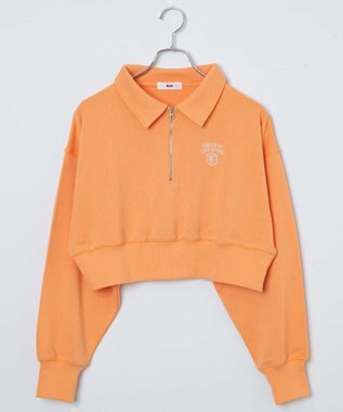 WEGO ハーフZIP襟付きショートスウェット ホワイト