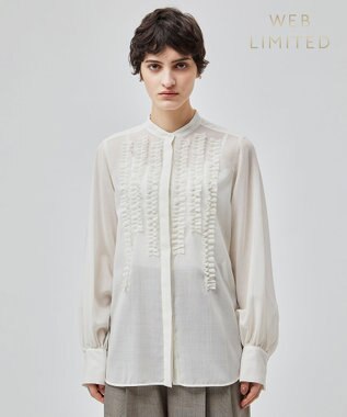 BEIGE， 【洗える・WEB限定】MOYE / フリルブラウス Ecru