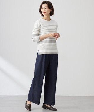 J.PRESS LADIES 【洗える】5ozバージラコンパクト デニム イージーパンツ インディゴ系