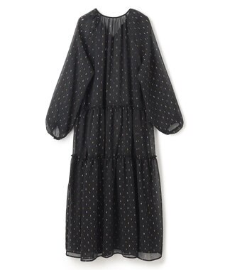 UNFILO ラメリンクルシフォン ワンピース ブラック