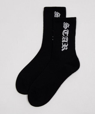 WEGO オールドイングリッシュロゴリブソックス ブラック