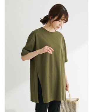 Green Parks 汗じみ防止クルーネックスリットチュニック