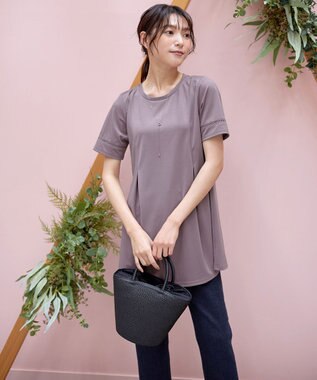 Tiaclasse 【洗える・接触冷感・紫外線ケア・サラごこち】はしごレースチュニック ピンクモカ