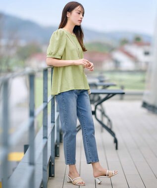 Tiaclasse 【洗える】ボリューム袖ジャガードプルオーバー ライム