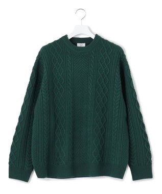 J.PRESS YORK STREET 【UNISEX】アランケーブル クルーニット グリーン系